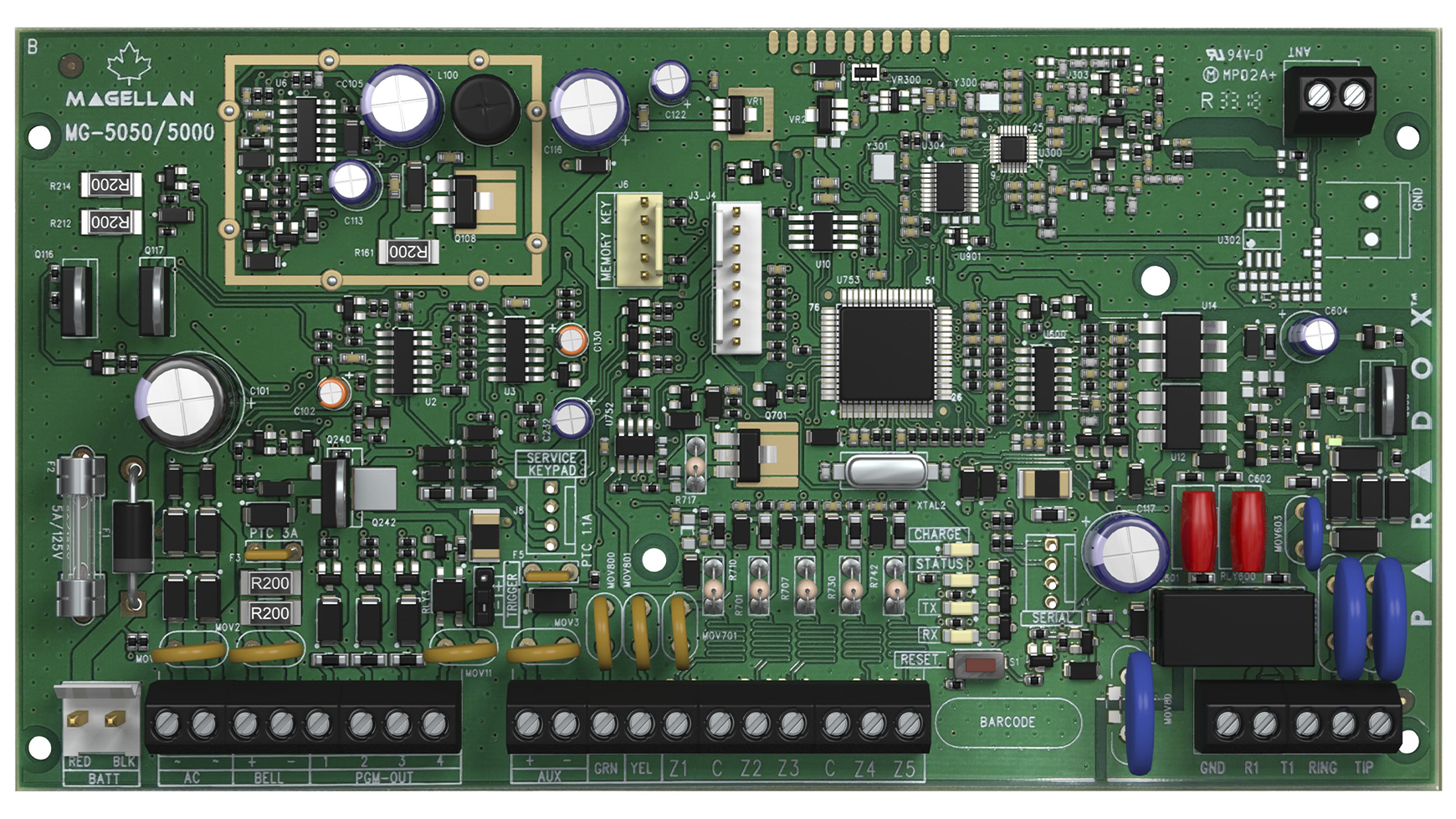 Paradox MG-5050/PCB 868 - Bežična alarmna centrala, 32 zone, 2 particije, max.16 PGM-ova, ispunjava EN 50131 Security Grade 2 standard